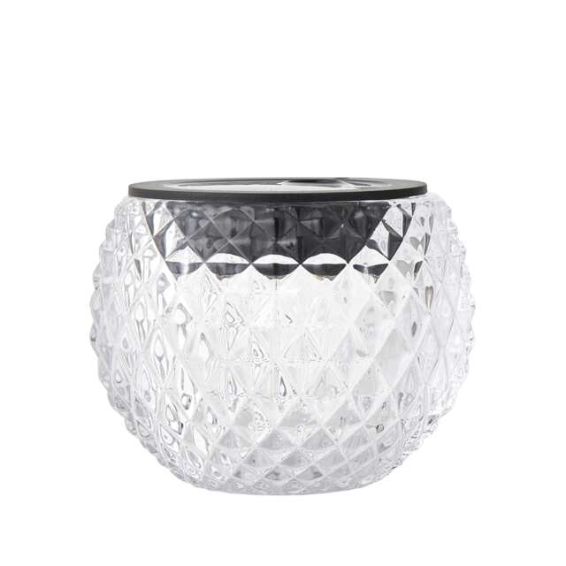 ValueLights Solar Powered Outdoor Black Diamond Pattern Glass Table Lamp Garden Light Multi