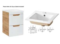 Bathroom Vanity Mirror Unit 400mm Sink Wall Cabinet Set White Gloss Oak Aruba