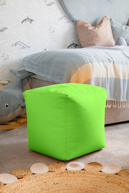 Waterproof Cube Indoor Outdoor Bean Bag Foot Stool Pouffe Green Light Green