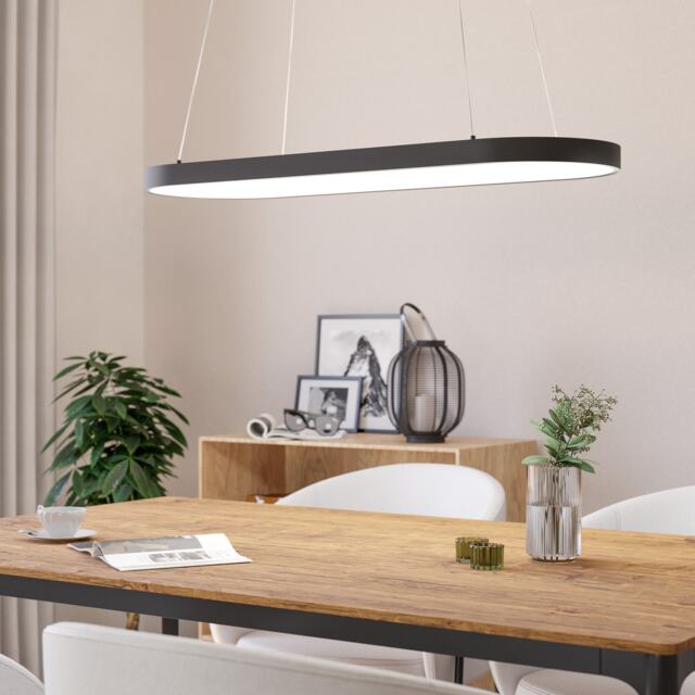 EGLO Codriales Modern Black LED Oval Pendant Light WBS Black