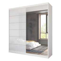 Sliding Wardrobes 4u High Gloss Sliding Door Wardrobe with Full Mirror - 150cm 180cm and 203cm White White150cm