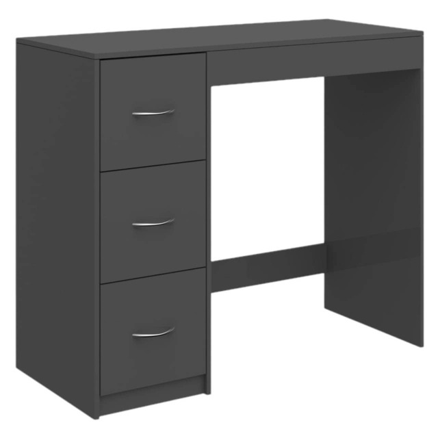 3-Drawer Wooden Desk and Dressing Table - Multi-Functional, 79.5x93x40 cm Black Black & Black 22.5 x 43.5 x 98.5 1