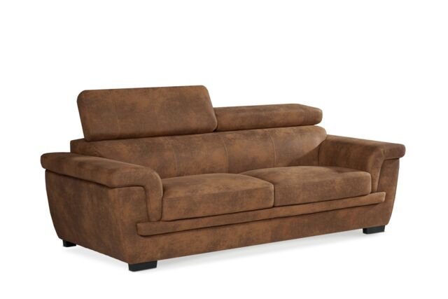 Faux Leather Suede Brown 3 Seater Sofa PORTLAND