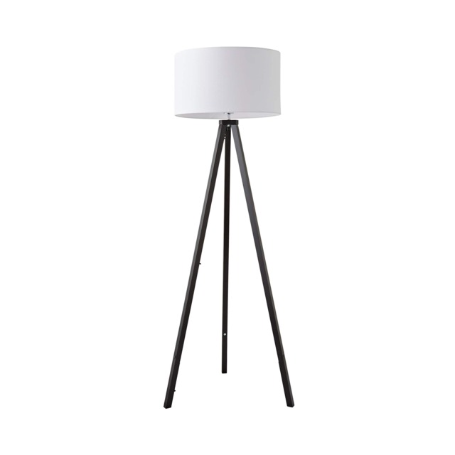 ValueLights Barbro Black Tripod Floor Lamp White Shade White