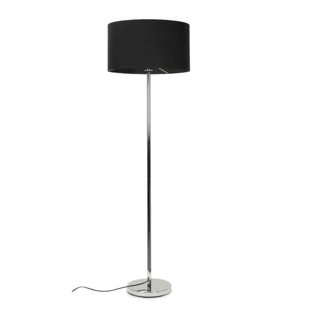 ValueLights Charlie Chrome Floor Lamp Black Shade and Bulb