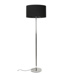 ValueLights Charlie Chrome Floor Lamp Black Shade and Bulb