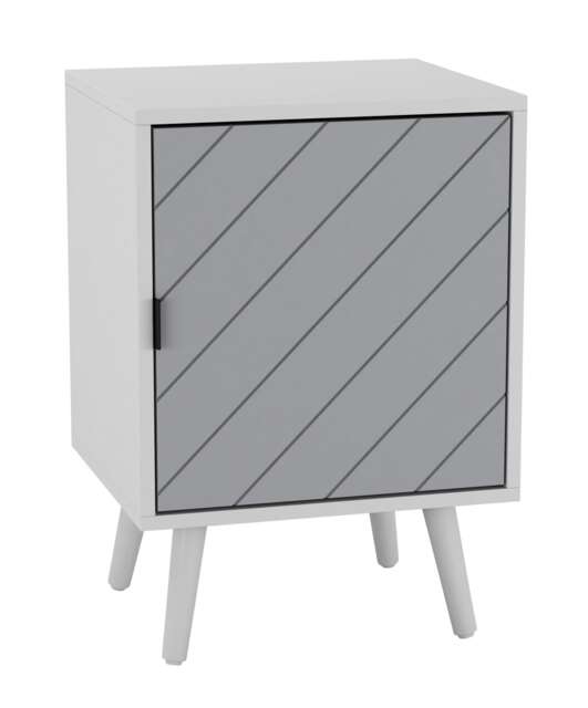 White 1-Door Wooden Bedside Cabinet Side Table White 1