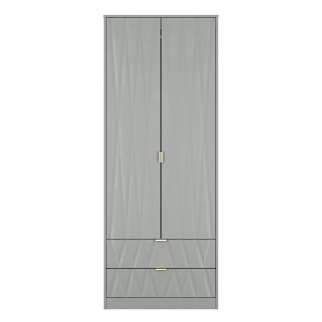 Washington Tall 2 Drawer Double Wardrobe in Dusk Grey (Ready Assembled) Grey Dusk Grey