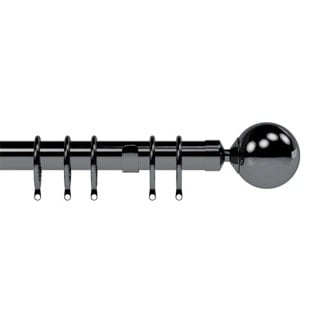 28mm Nikola Polished Graphite Ball End Metal Curtain Pole Set 400cm Grey Grey