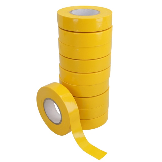 YELLOW electrical insulation tape 19mm wide x 20 metres long (pack of 10) TE486