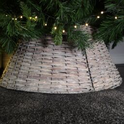 28/57cm Everlands KD Willow Christmas Tree Skirt Wicker Rattan - Small Grey Wash