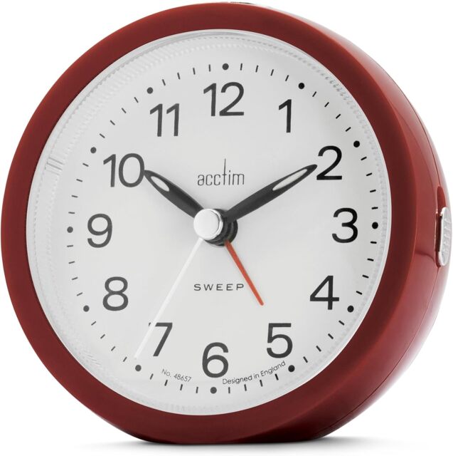 Acctim Elana Analogue Alarm Clock Non Ticking Sweep Quartz Luminous Hands Silver Silver