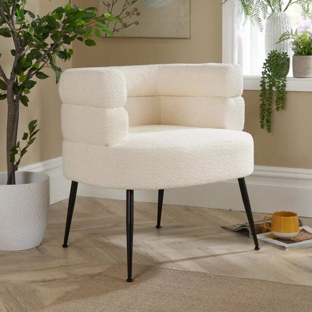 Teddy Fur Accent Chair Modern Home Living Seating Furniture Cream