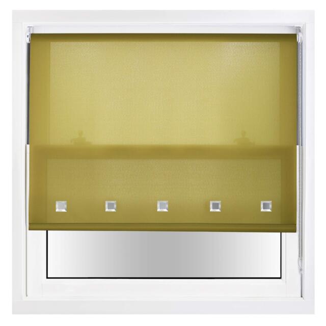 FURNISHED Daylight Roller Blinds with Square Eyelets & Metal Fittings for Homes and Offices Green Green (W) 240cm x (L) 165cm
