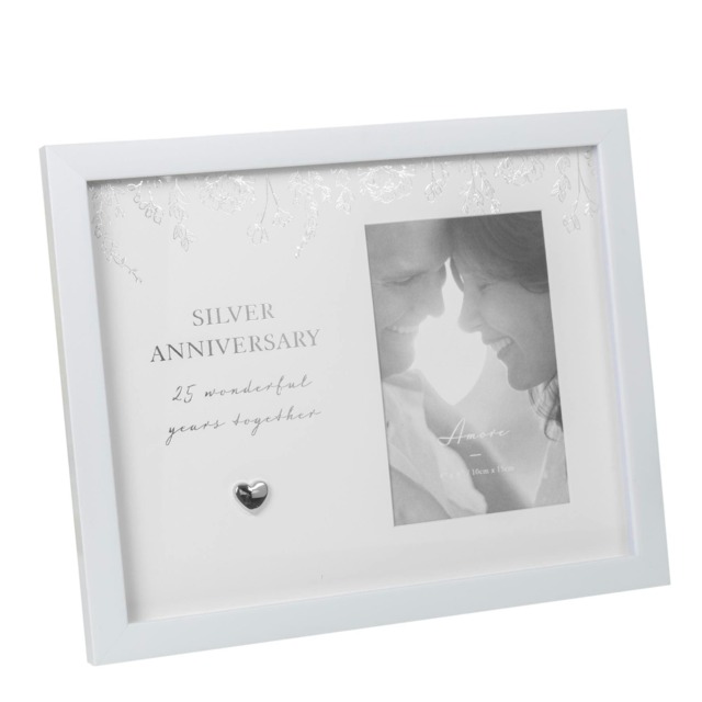 Amore Photo Frame 6x4 - Silver Anniversary AM11825 Multi One Size