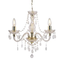 Clear and Gold Marie Therese Style 3 x 40W Chandelier Clear Gold 1