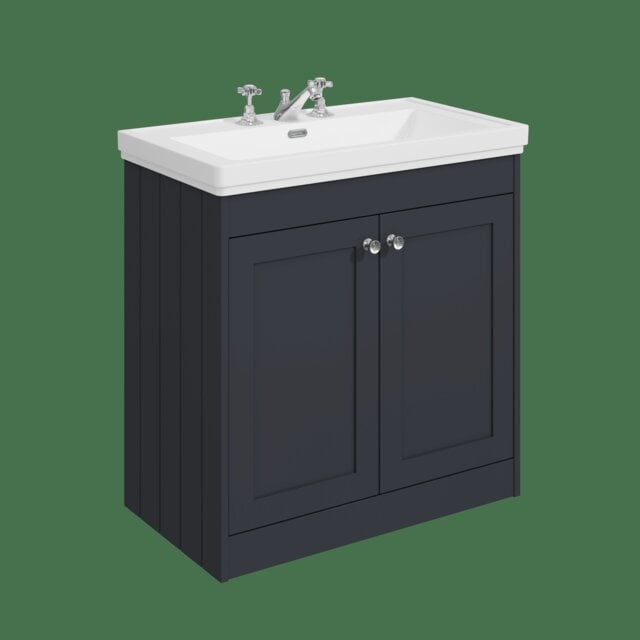 Balterley Floor Standing 2 Door Unit with Classic Basin 3 Tap Hole Grey 800 x 800 x 453mm