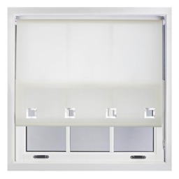 FURNISHED Daylight Roller Blinds with Large Eyelets Cut to Size Sheer Fabric Cream Cream (W) 90cm x (L) 165cm