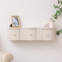 3 Drawer Reeded Wall Mounted Floating Console & Dressing Table - Willow Taupe-Grey Range