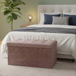 Crushed Velvet Rectangle Storage Box with Lid Elegant Organizer for Any Room Pink
