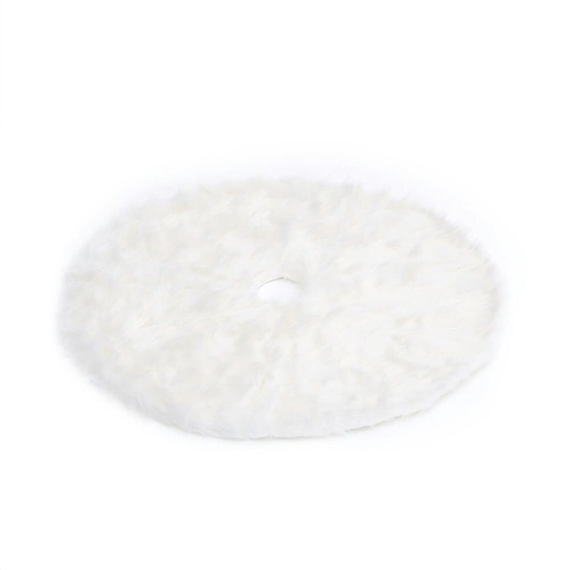 Living and Home Snow White Plush Christmas Tree Skirt for Holiday Decoration-90 cm