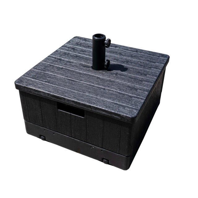 JSH Heavy Duty Garden Umbrella Base Stand Water & Sand Fillable Parasol Weight with Wheels - Doubles As Planter for 38mm 48mm Pole