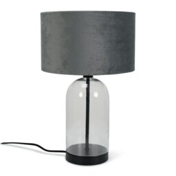ValueLights Jessy Black Metal Table Lamp Grey Velvet Shade