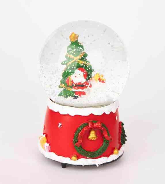 Musical Christmas Snowglobe Large Water Ball Features Christmas Santa Tree Scene Cute Resin Base Decorations