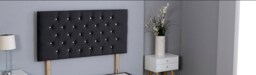 "Black Plush Velvet Chesterfield Headboard Black 3FT Single 26""inch Headboard"
