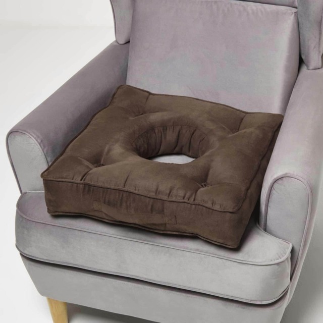 "Homescapes Chocolate Faux Suede Coccyx Cushion Brown Brown 50cm x 50cm x 10cm (20"" x 20"" x 4"")"