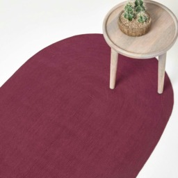 Homescapes Plum Handmade Woven Braided Oval Rug - 60 x 90 cm Purple Plum