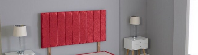"Red Crushed Velvet 9 Panel Headboard Red 5FT King 20""inch Headboard"