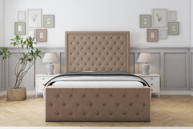 "Sloomy Vienna Mink Plush Bed Frame With Mattress With 50"" Upholstered Headboard 3' Single"