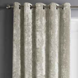 Intimates Crushed Velvet Ready Made Eyelet Curtains - 117cm x 137cm Cream Natural