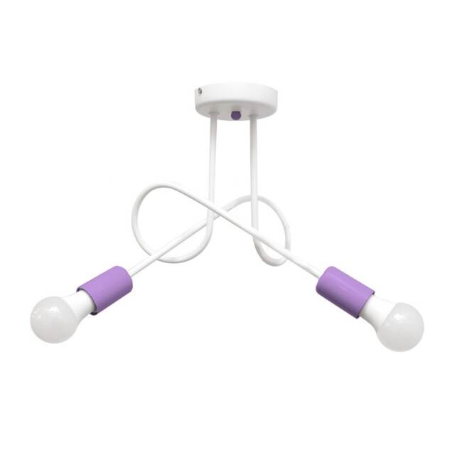 Oxford Multi Arm Semi Flush Ceiling Light White, Purple 38cm