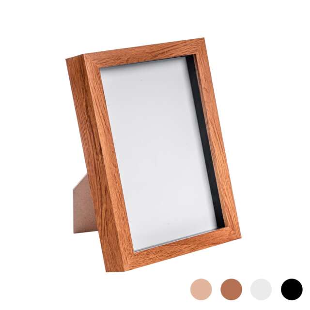 "Nicola Spring A5 (6 x 8"") Photo Frame - Dark Wood - 3D Photo Frame Picture Frame Box Portrait Display Case (23.5 x 17cm)"