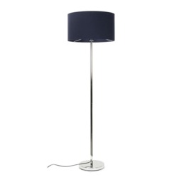 ValueLights Charlie Chrome Floor Lamp Navy Blue Shade