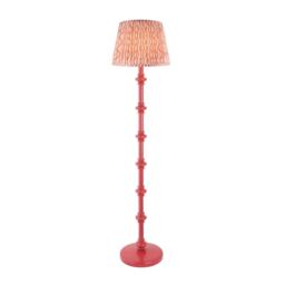 Carnaby Satin Pink Clay Paint Floor Lamp with Coral Pink Fabric Ripple Shade 35cm B22