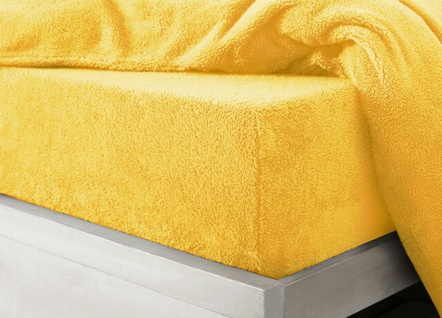 Velosso Teddy Fleece Warm and Cosy Fitted Sheet Yellow Ochre Single