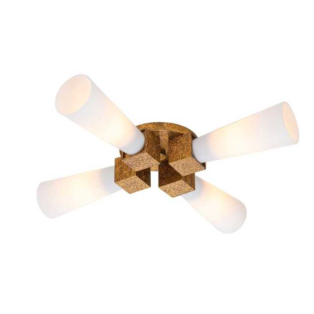 Kristy Multi Arm Semi Flush Ceiling Lamp Contemporary Distressed Gold 4x E27