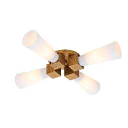 Kristy Multi Arm Semi Flush Ceiling Lamp Contemporary Distressed Gold 4x E27