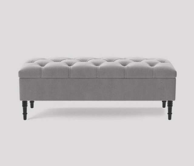 Alyana 180cm Wide Tufted Rectangle Ottoman Storage Bench - Upholstery Velvet Shoe Bench with Turned Wooden Legs