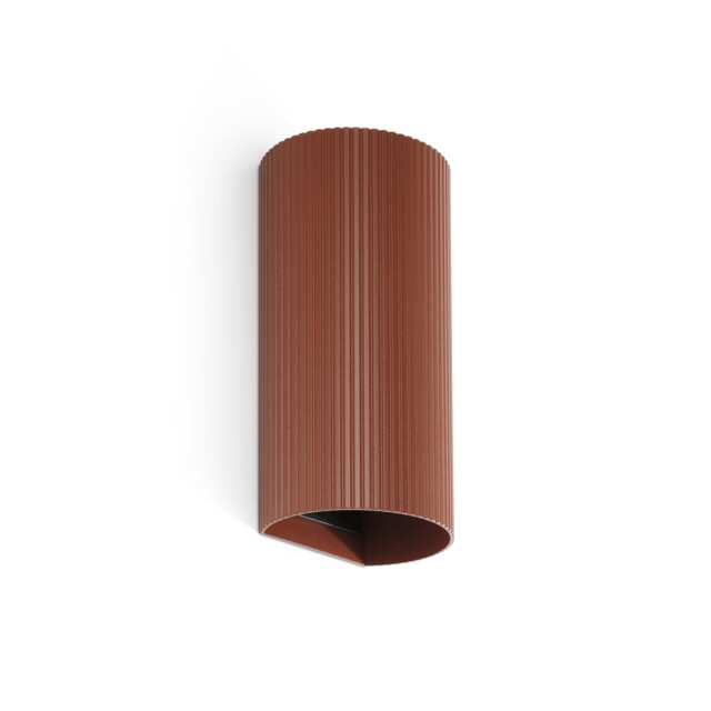 Sole Round Fluted Up & Down Wall Lamp Terracotta 2x GU10
