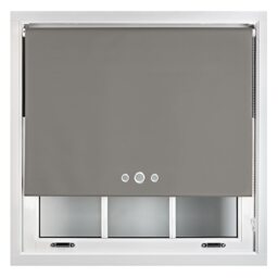 FURNISHED Custom Fit Blackout Roller Blinds with Triple Round Eyelets & Metal Fittings Grey Dark Grey (W) 90cm x (L) 210cm