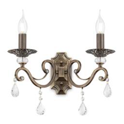 Grace Wall Candle Lamp Brass & Crystal, 2 Light, E14