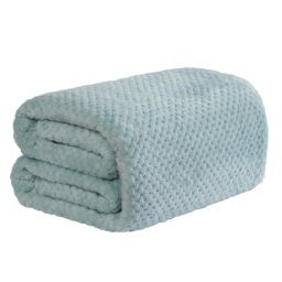 OHS Luxury Waffle Mink Warm Blanket, 150x200cm - Duck Egg Blue