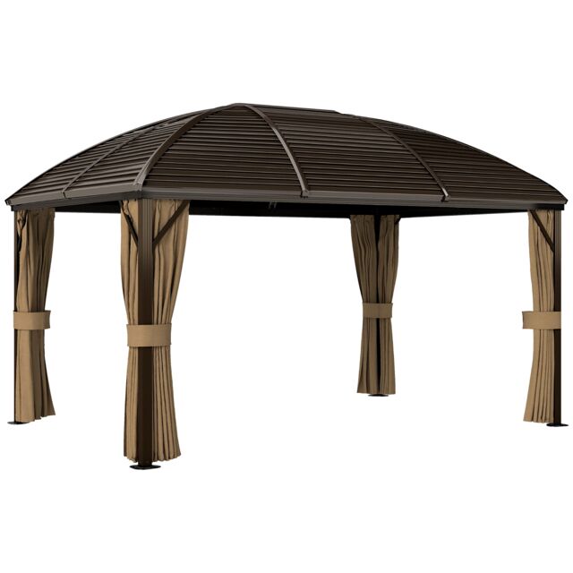 Outsunny 3 x 4m Hardtop Gazebo Aluminium Garden Pavilion Brown Brown Bronze, brown 398 x 298 x 280 cm 1