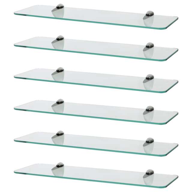 Harbour Housewares Rounded Floating Glass Shelf - 50cm - Metallic Brackets - Bathroom Shower Storage Vanity Display Unit Shelf Silver Chrome 6