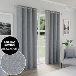 Enhanced Living Austin Blackout, Thermal Grey Curtains with Eyelet Header (PAIR) - 46x72 inch (117x183cm)