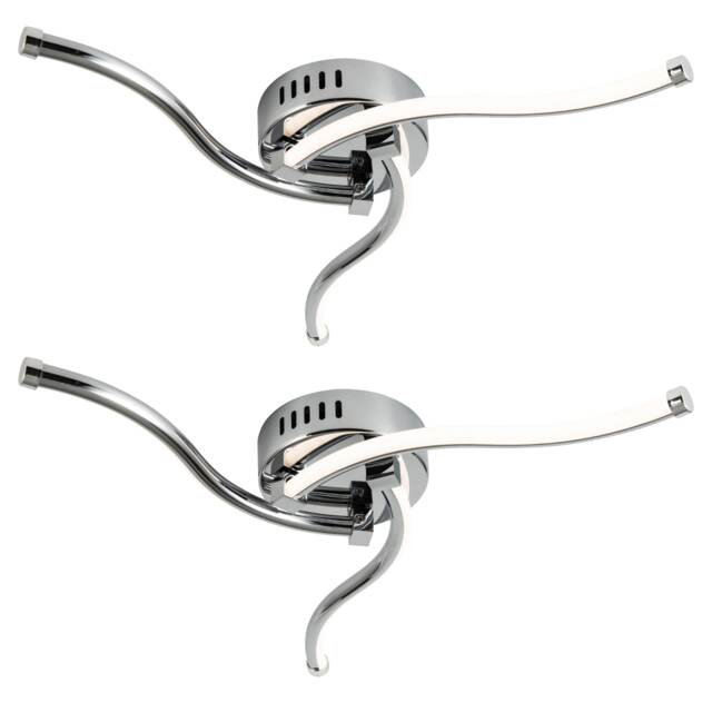 Set of 2 Ara - Chrome LED Flush Ceiling Lights Chrome 2
